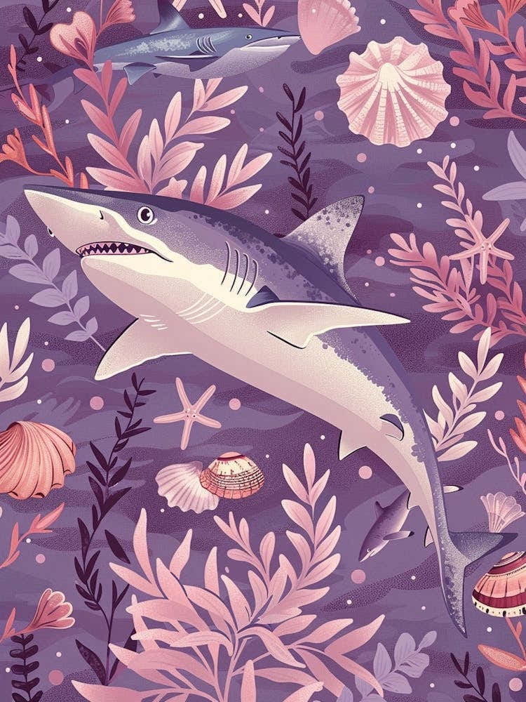 Purple Mako Shark Illustration 2