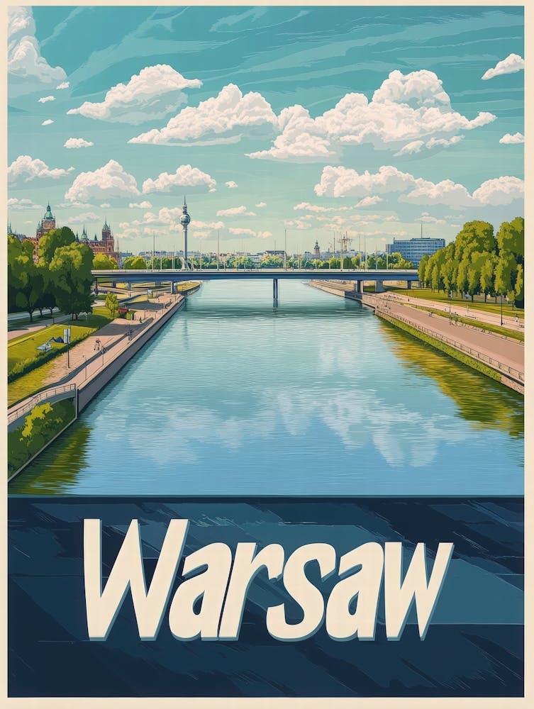 Aihrgdesign A Mid Century Modern Travel Poster For Warsaw