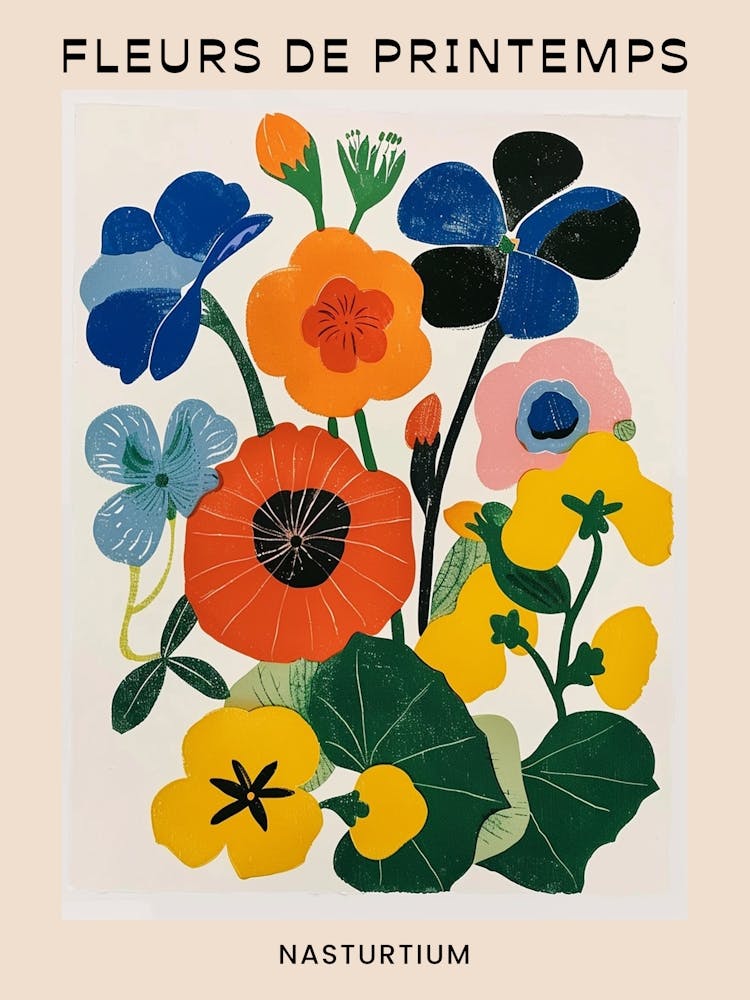 Spring Floral French Poster  Nasturtium 2