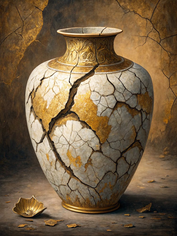 Oil Painting Style Cracked Ceramic Texture