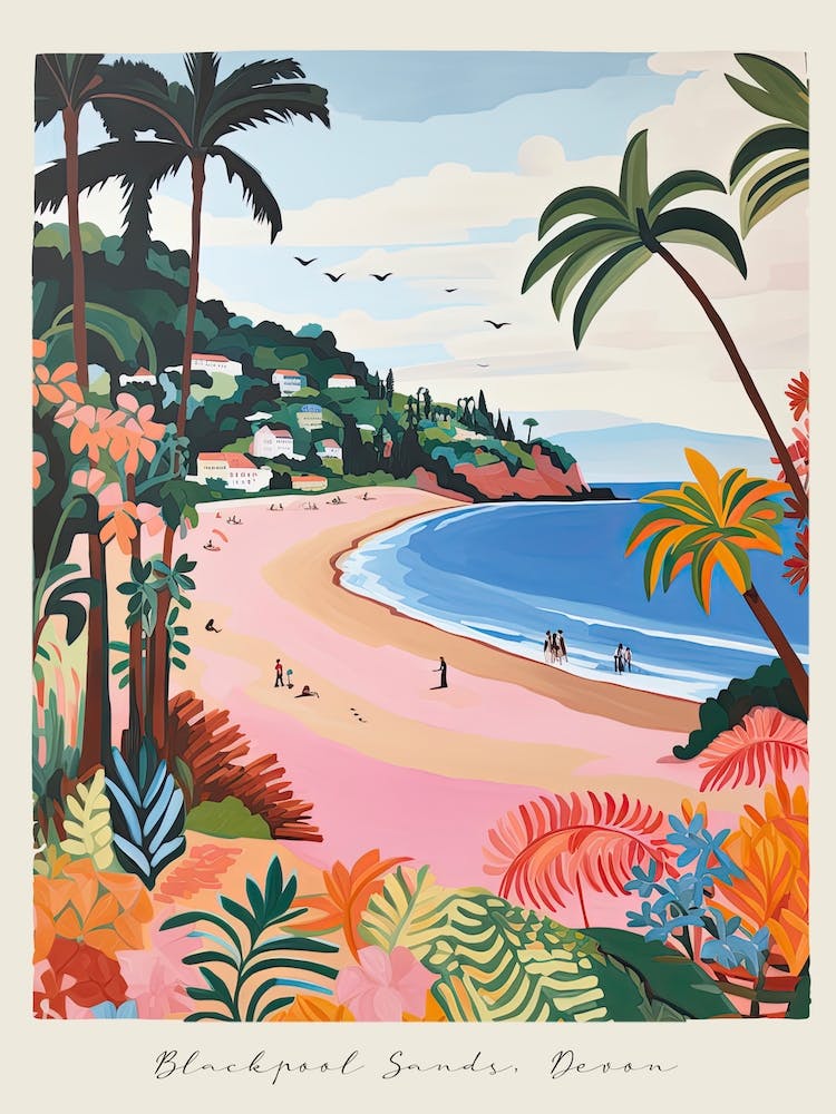 Poster Of Blackpool Sands, Devon, Matisse And Rousseau Style 1