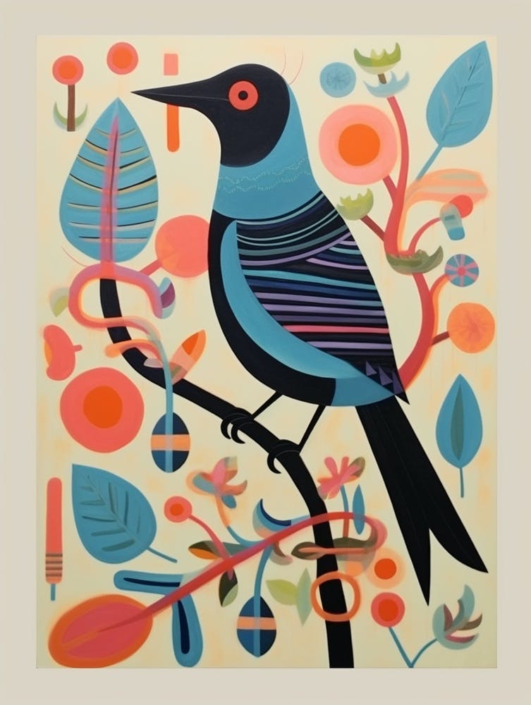 Colourful Scandi Bird Cowbird 1