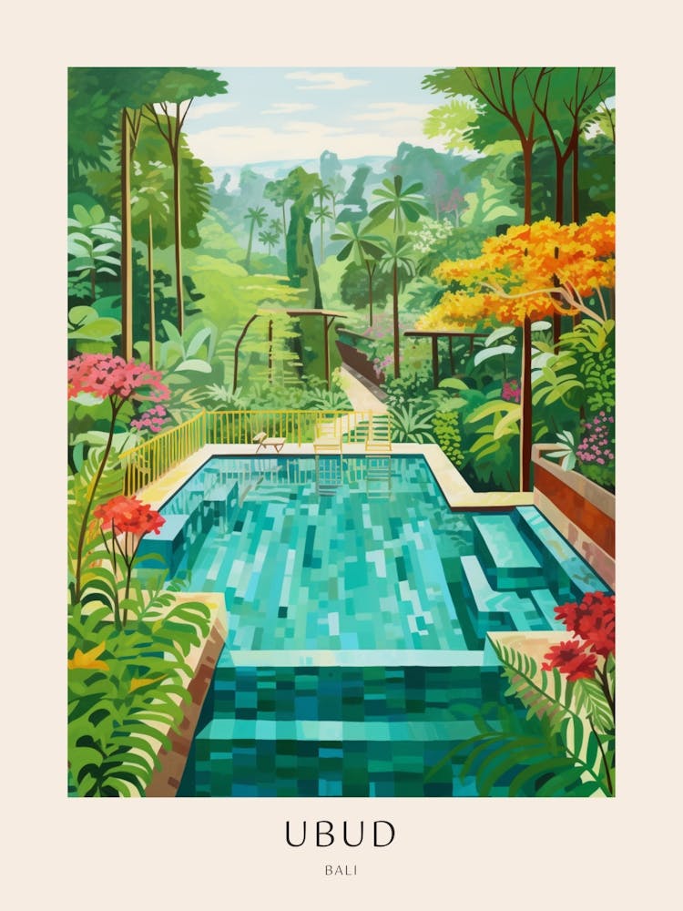 Ubud Bali 2 Mid-Century Modern Pool-Poster