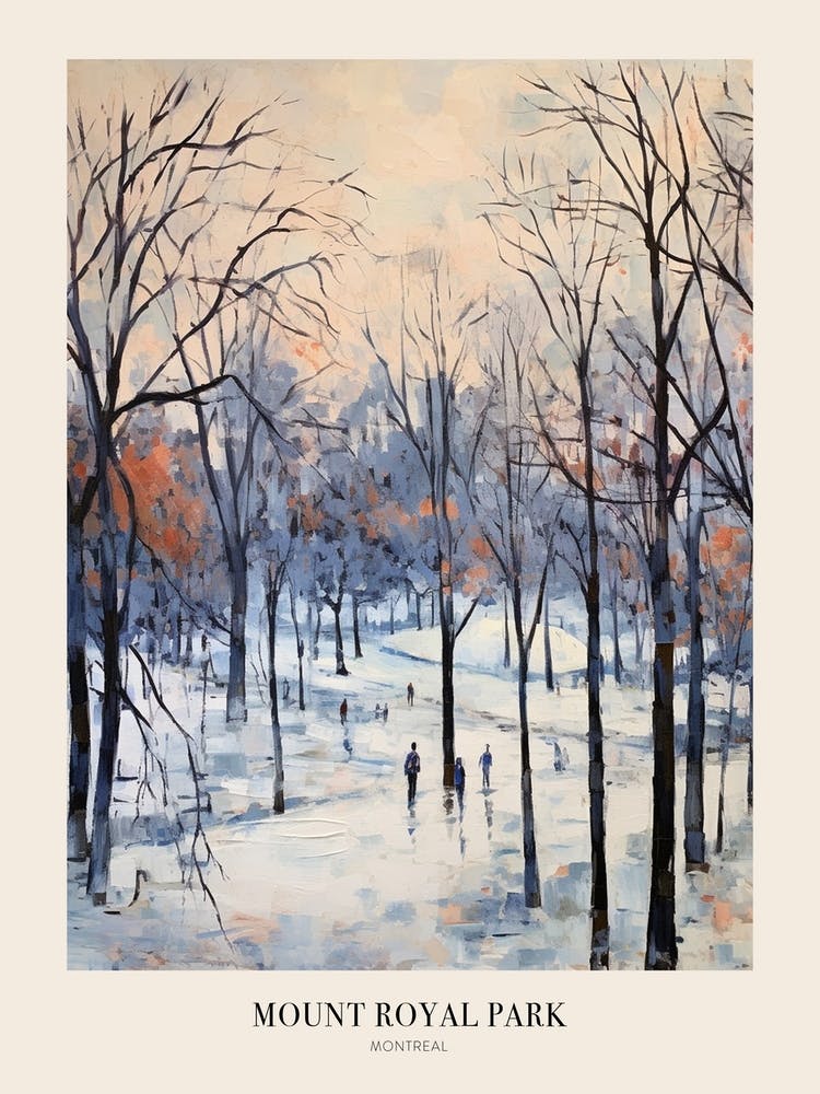 Winter City Park Poster Mount Royal Park Montreal Canada 4