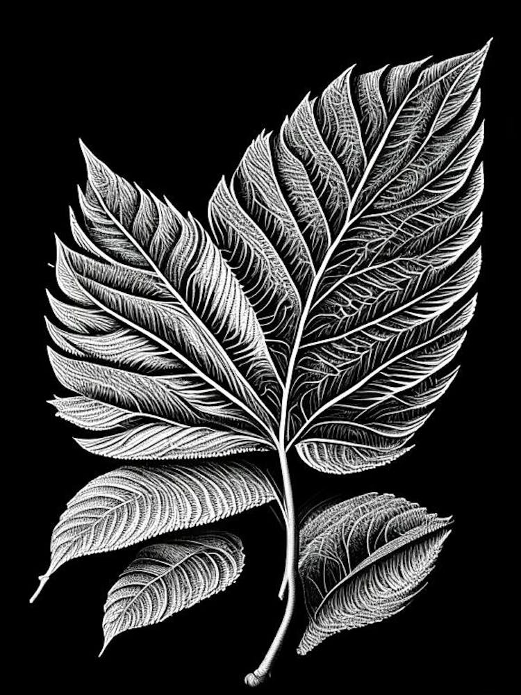 Slippery Elm Leaf Linocut