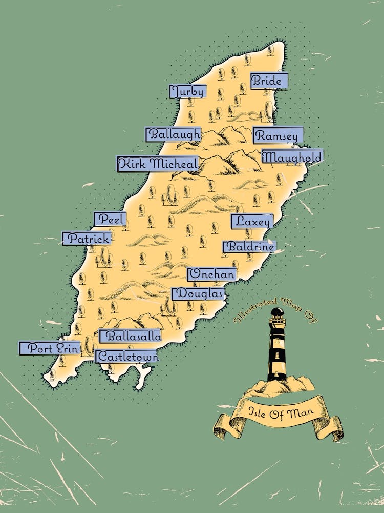 Vintage Isle of Man Map