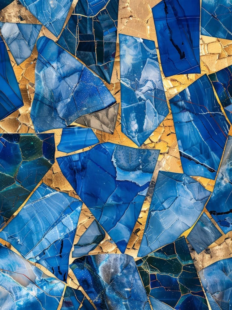 Blue And Gold Mosaic Background