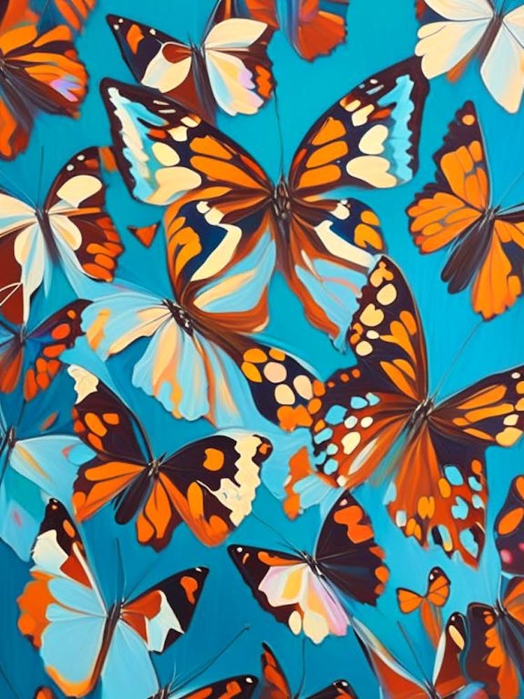 Peinture à l'Huile – Motif Répétitif Papillon 1