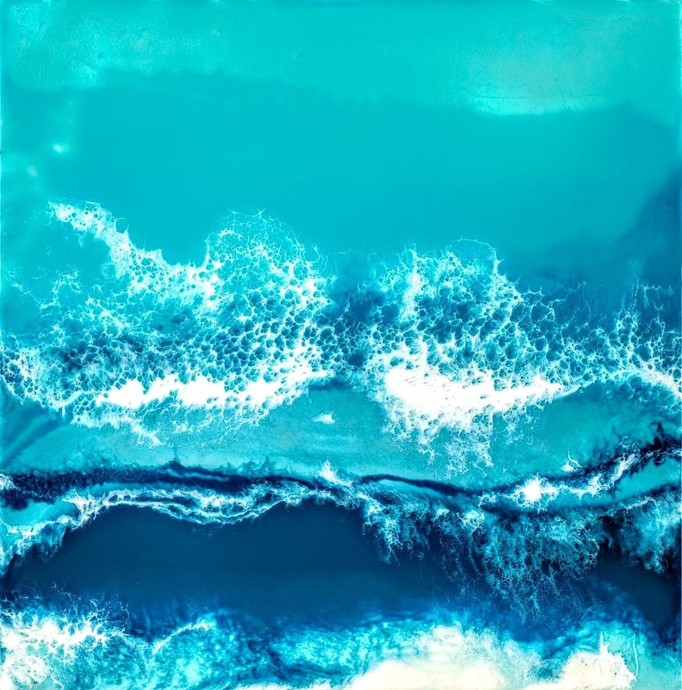 Ocean Blue - A piece that captures the tranquil beauty of the deep blue sea. With its soothing hues and calming composition, this piece evokes the serenity and vastness of the ocean. Paradise Pink Vibrant artwork that exudes a sense of joy, vitality, and bliss, featuring a luscious pink colour palette that conveys a sense of warmth, abundance, and tropical paradise.