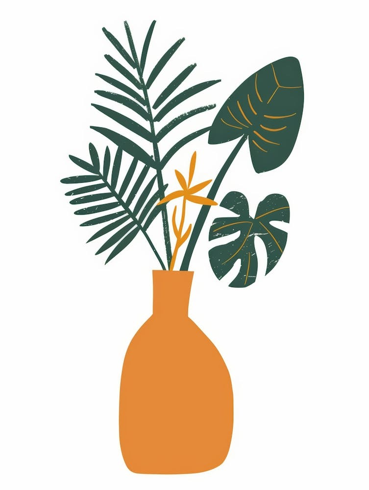 Vase Of Tropical Plants