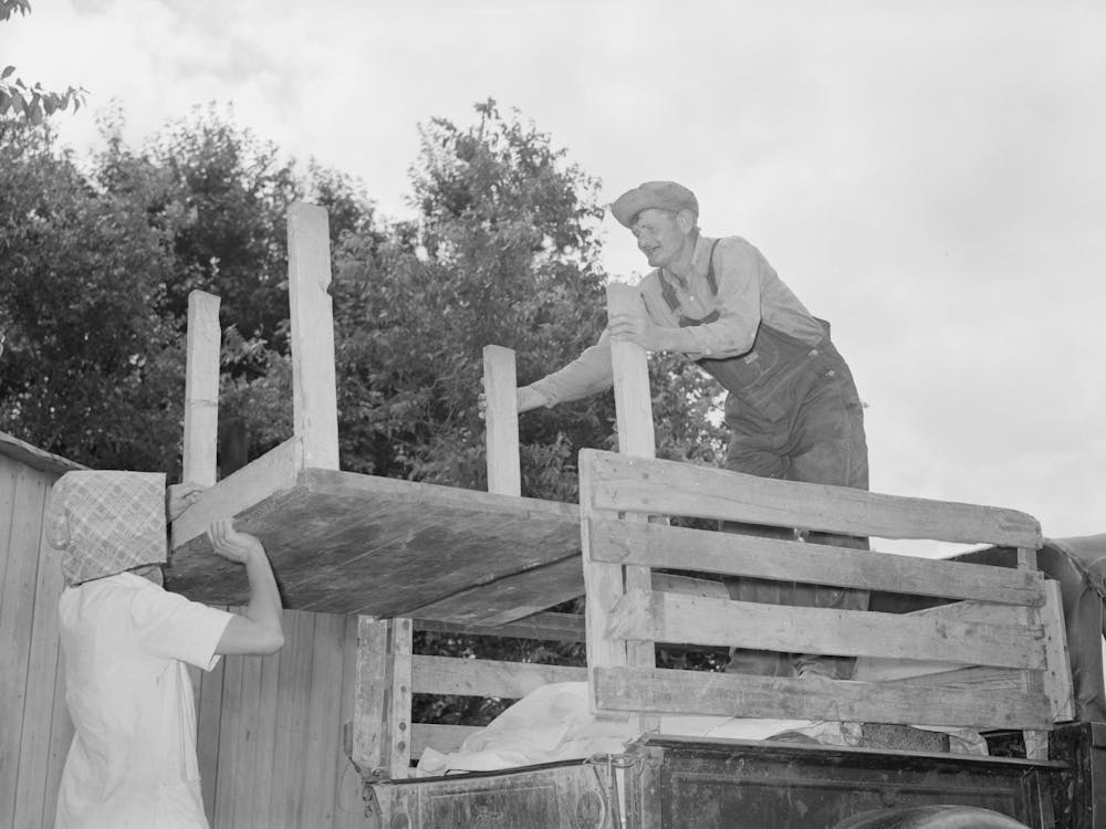 Loading Table Onto Truck, Migrant Family Leaving From Muskogee Enroute To California, Oklahoma By Russell Lee