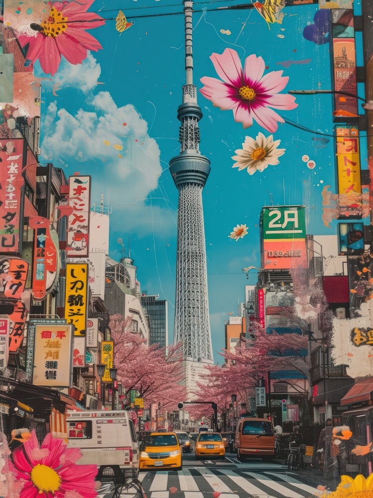 Tokyo Retro-Collage-Stil 4