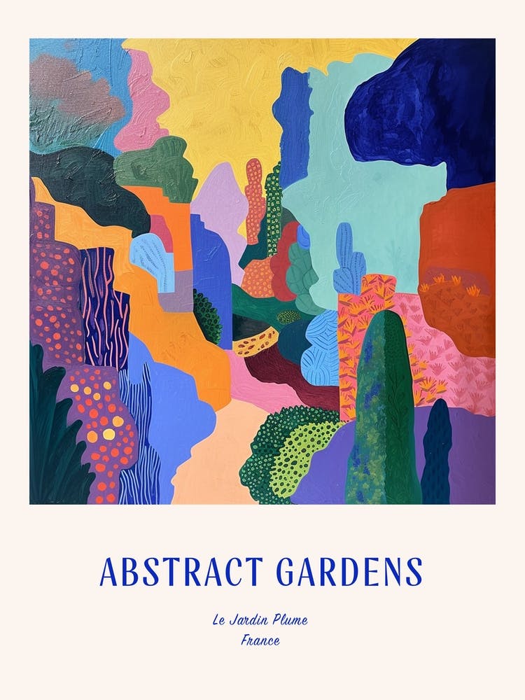 Colourful Gardens Le Jardin Plume France Blue Poster