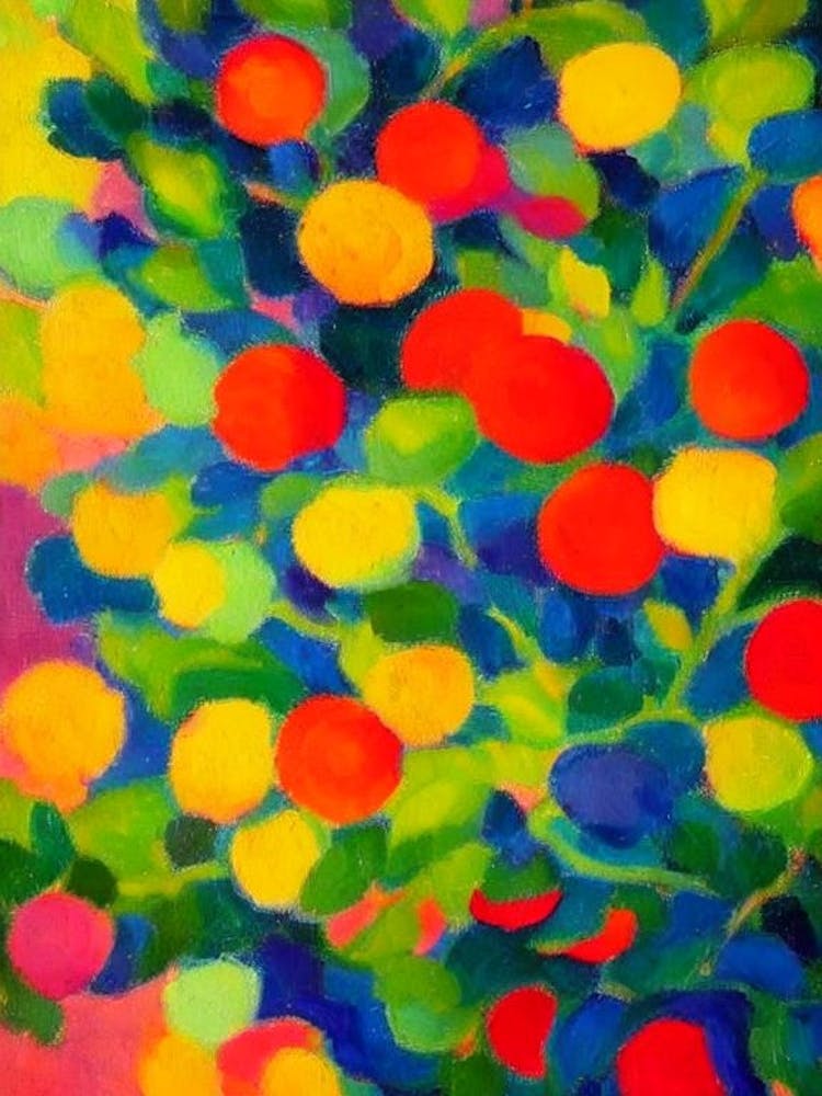Bignay 1 – Lebhaftes, von Matisse inspiriertes Obstgemälde