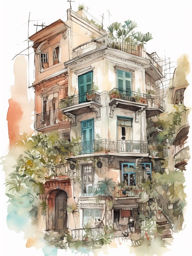 Palermo Buenos Aires Neighborhood, Watercolour 7
