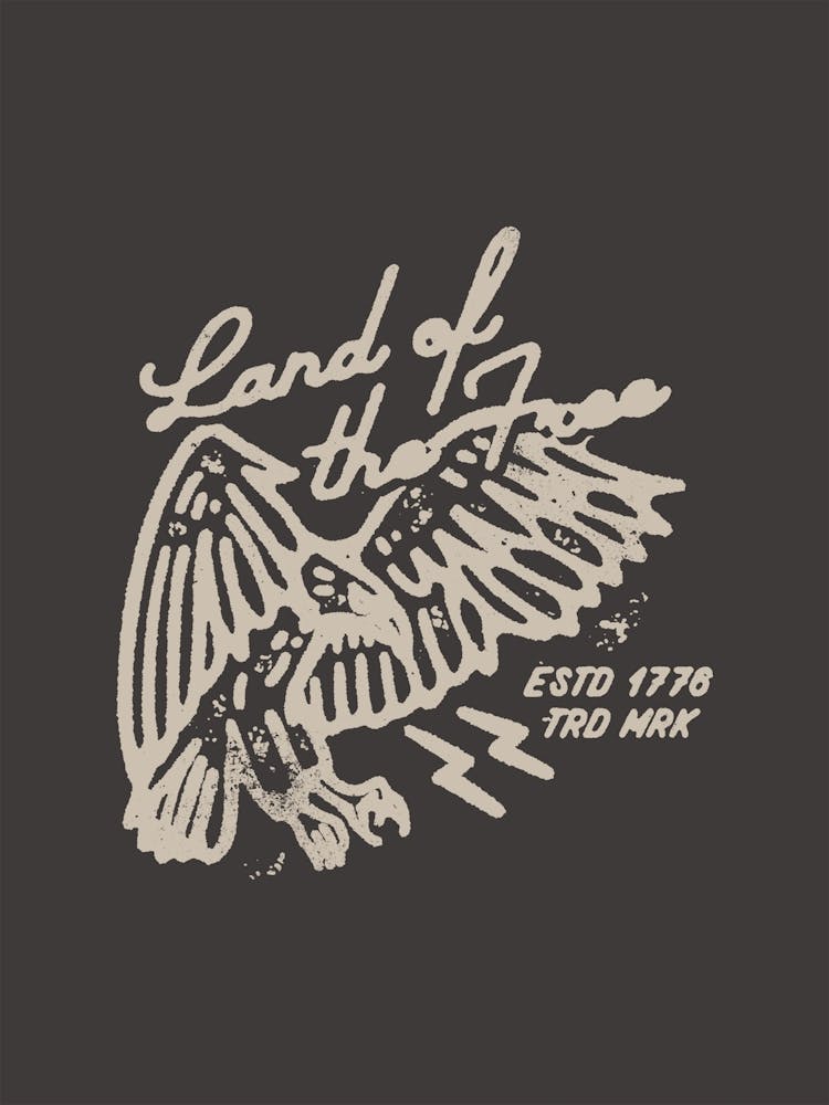 Wild West Poster "Land of the Free", Cowboy, Western Wall Decor, America Eagle Print