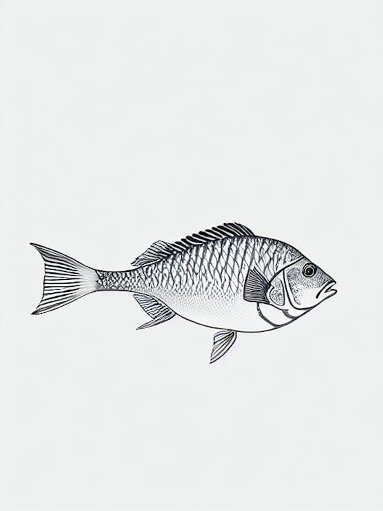 John Dory Black & White Drawing