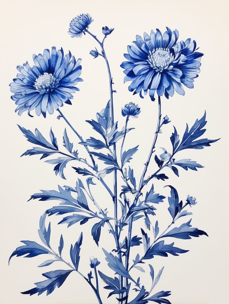Blue Botanical Asters 8