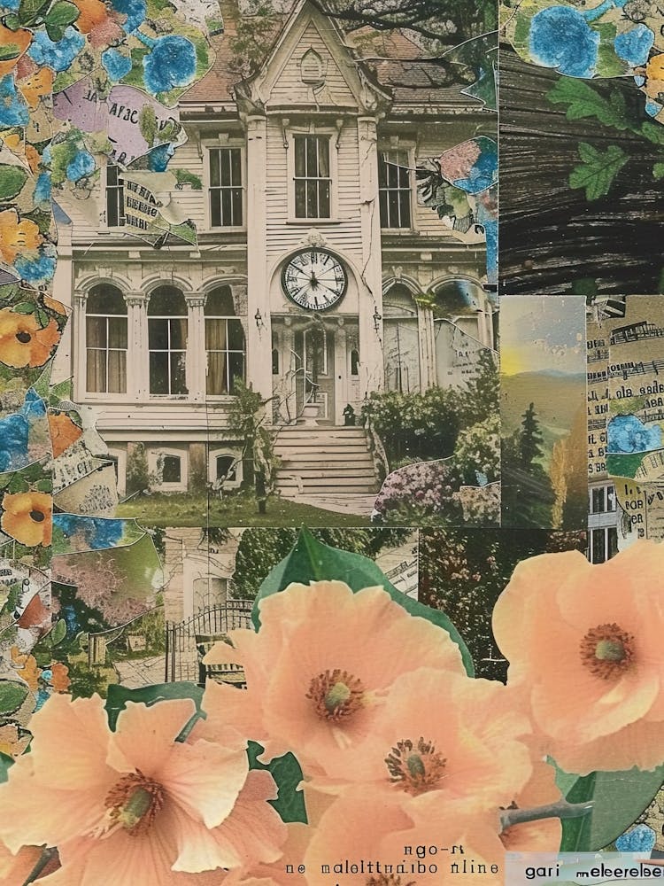 Pfirsichblüten Scrapbook-Collage Cottage 4