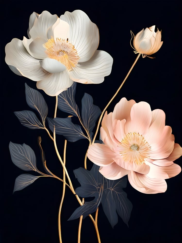 Flowers On A Black Background 21