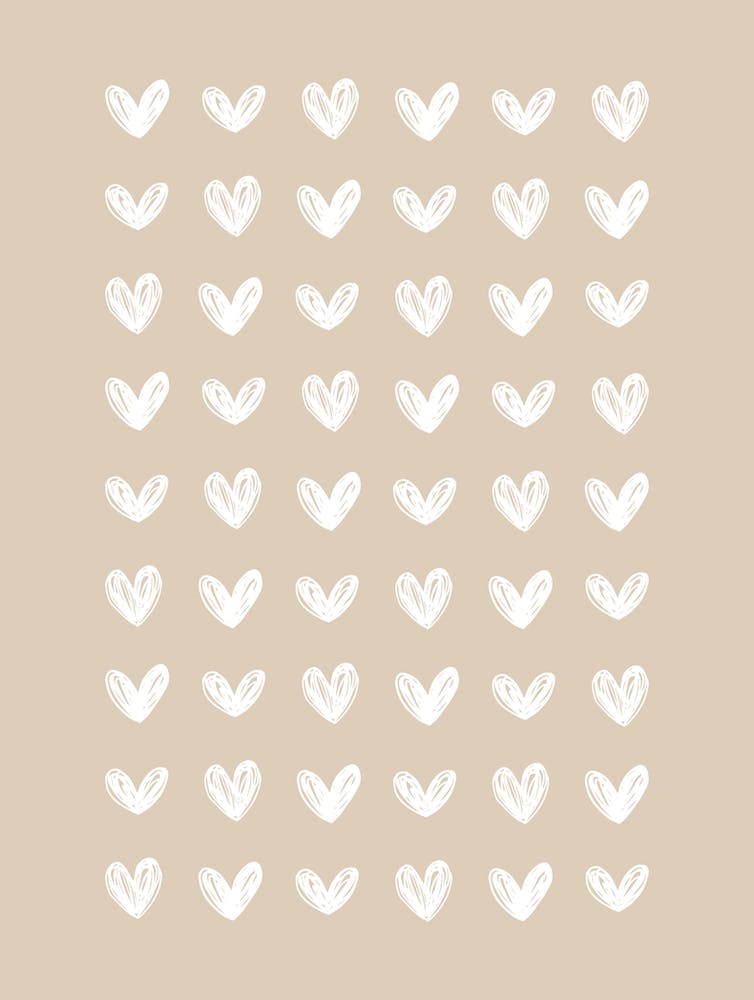 Scribble Hearts - Beige
