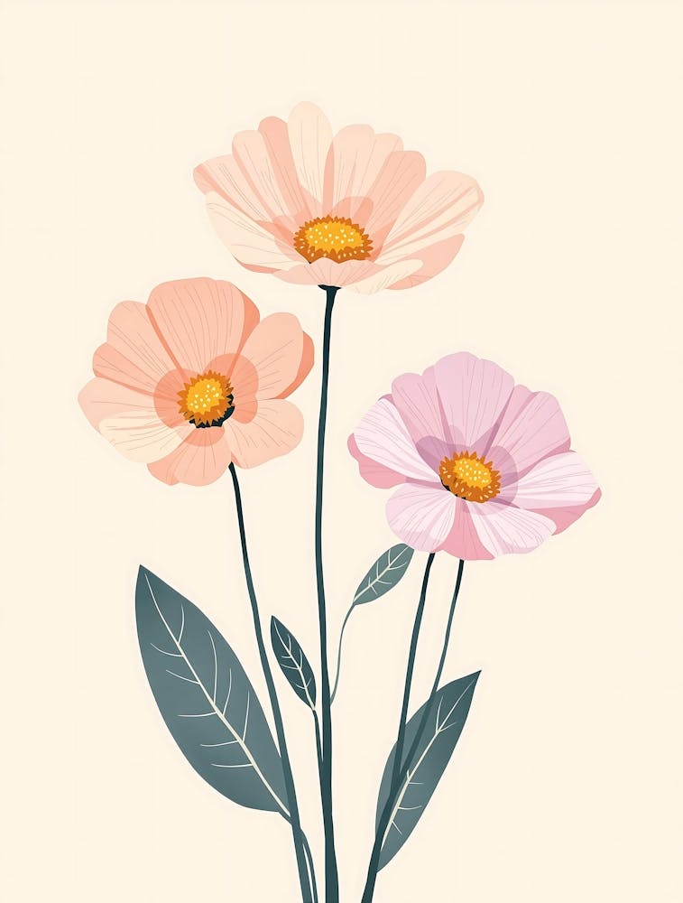 Hand-Painted Floral Silhouettes in Neutral Shades