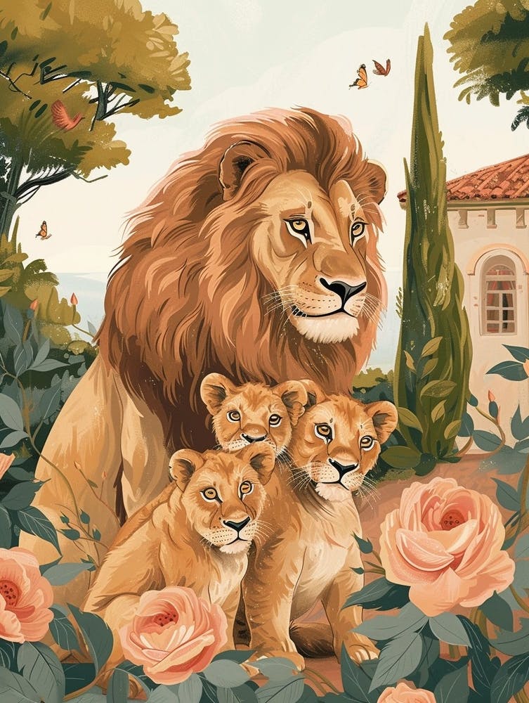 Barbary Lion Family Bonding Illutration 4