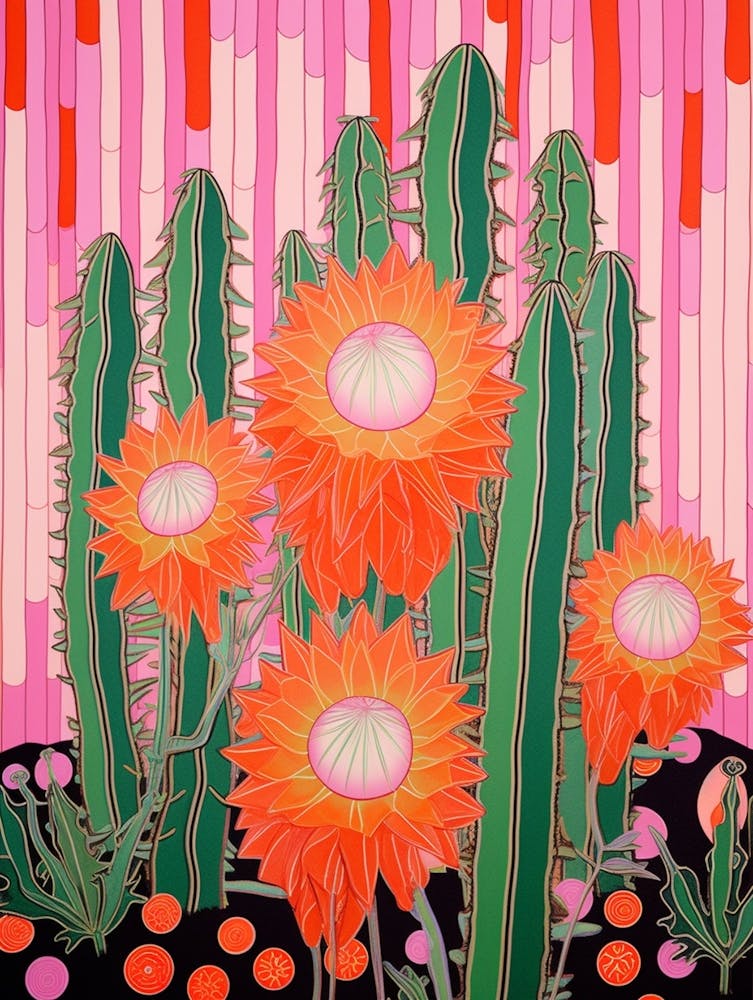 Mexican Style Cactus Illustration Ferocactus Cactus 1