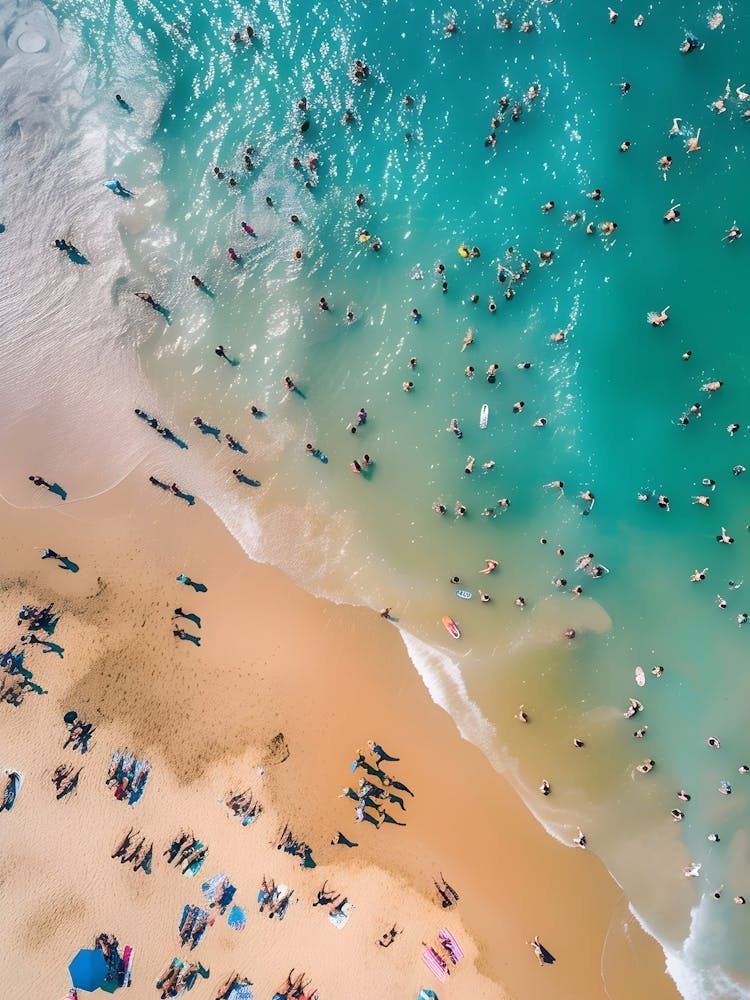 Aerial View Of Crowded Beach