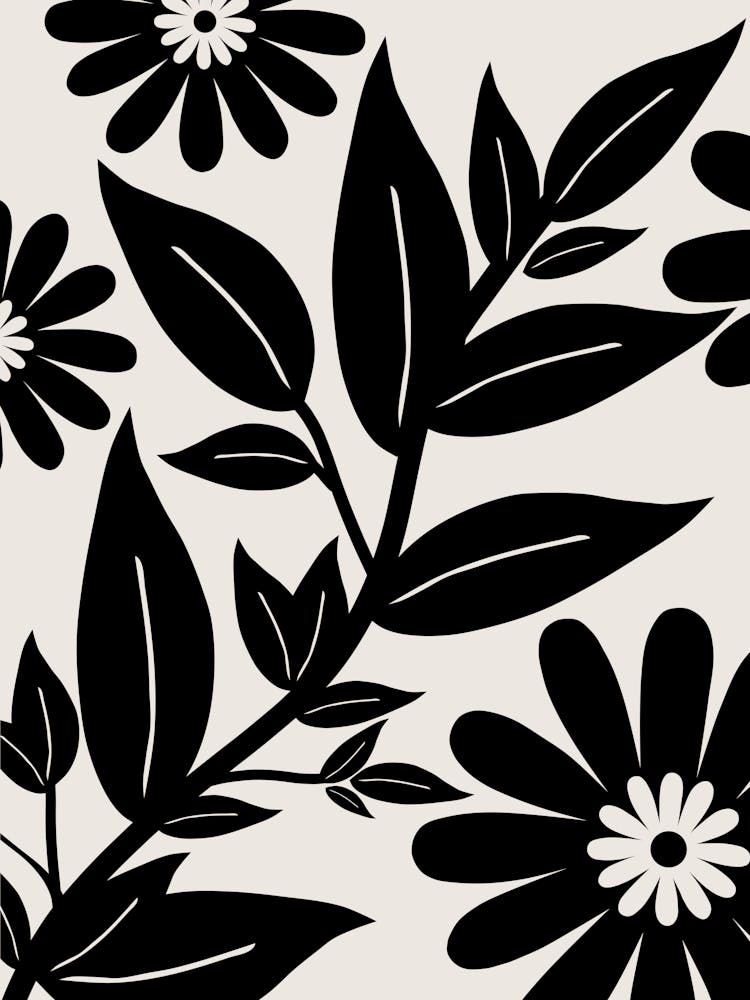 Black And White Floral Garden