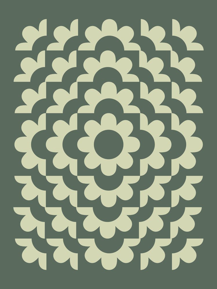 Abstract Flowers Pattern 2 In Sage Greenery Green Summer 01