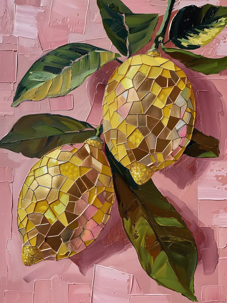 Disco Ball Big Lemons Mosaic Painting Kitchen