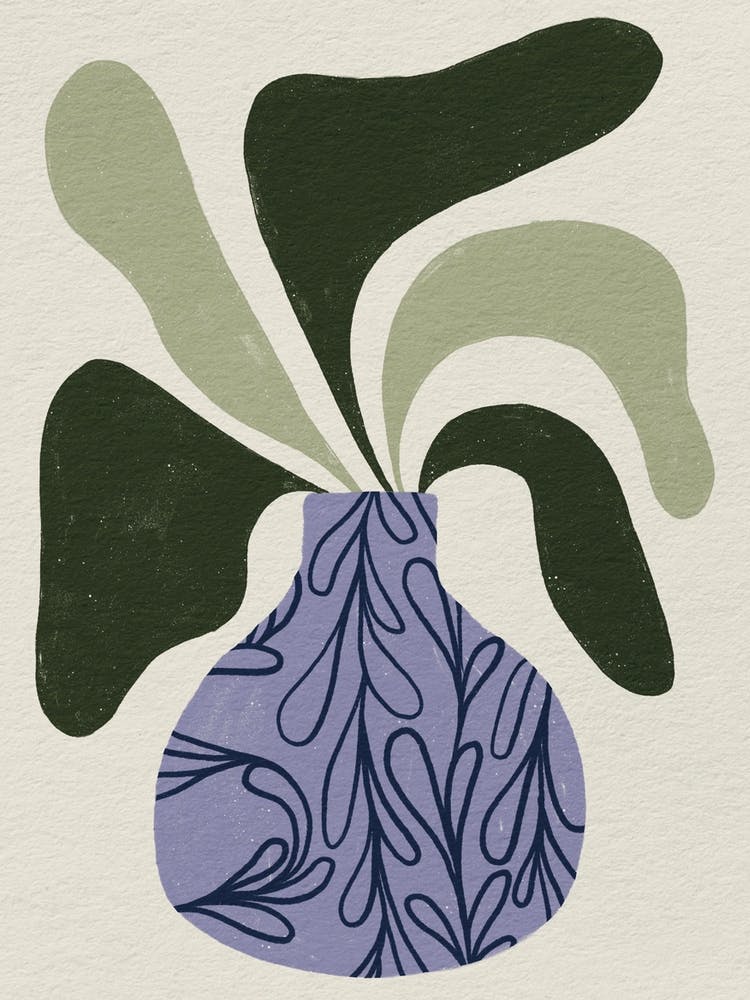 Abstract Plant Pot Green Purple Blue