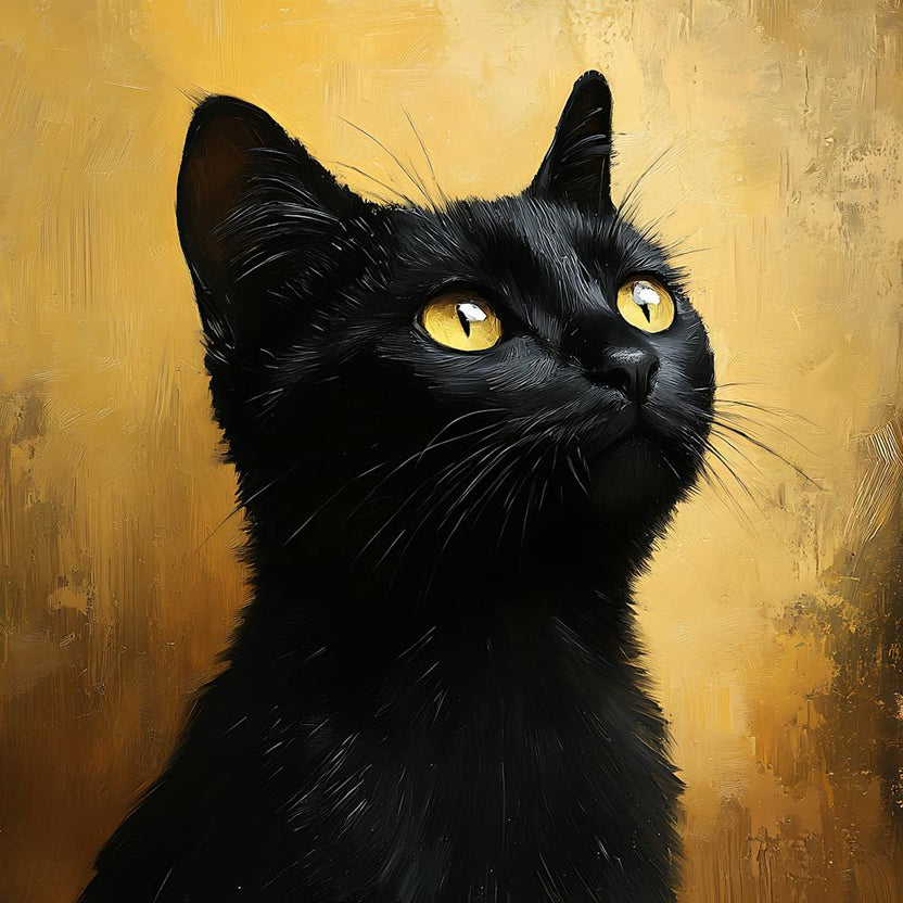 Black Cat Serene Oil Painting 11