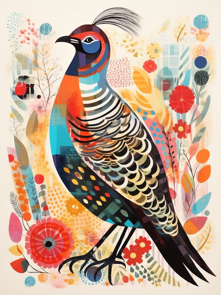 Bird Painting Collage Grouse 1