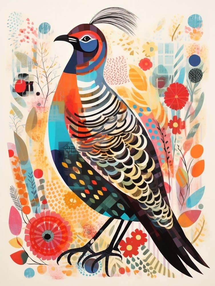 Bird Painting Collage Grouse 1