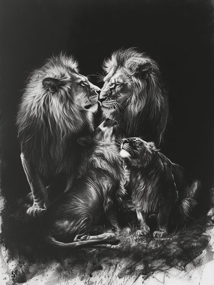 Barbary Lion Charcoal Drawing Interaction 4