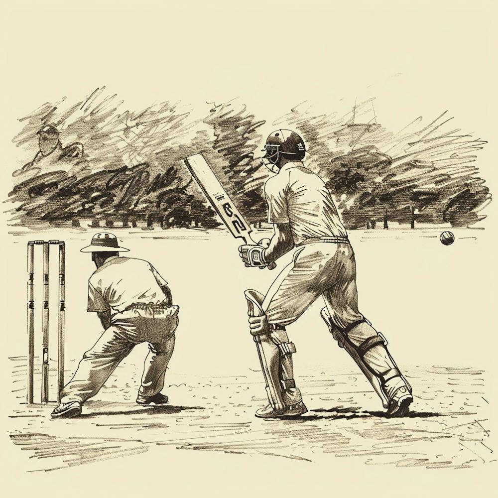 Cricket Player Playing The Game