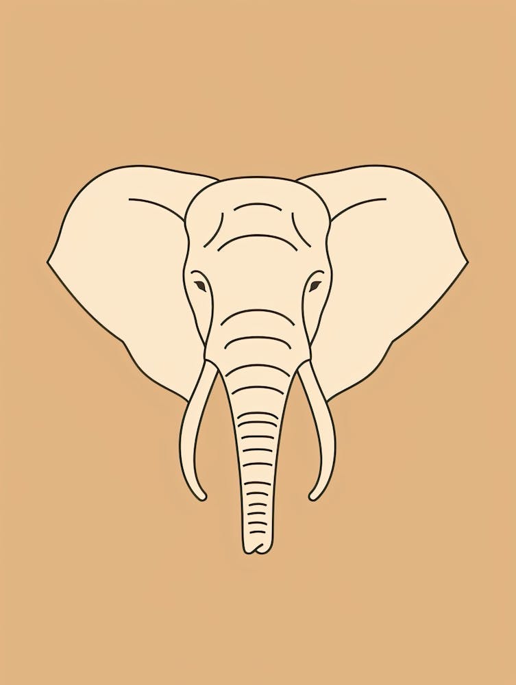 Tête d'Éléphant - Boho, Art Linéaire 3