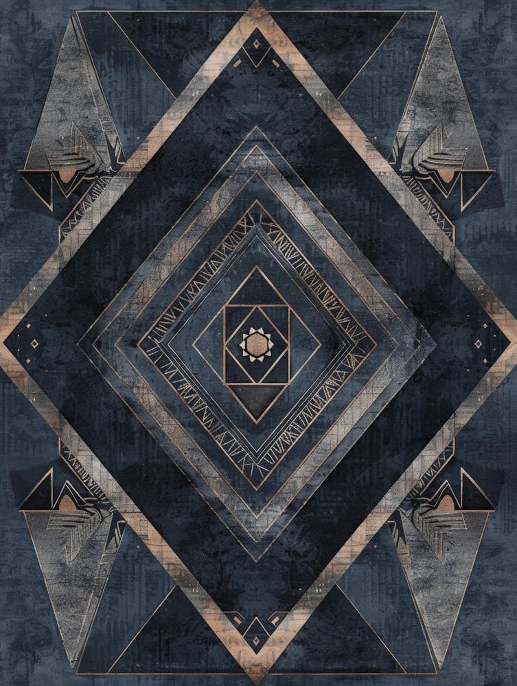 Geometric Pattern In Blue And Gold