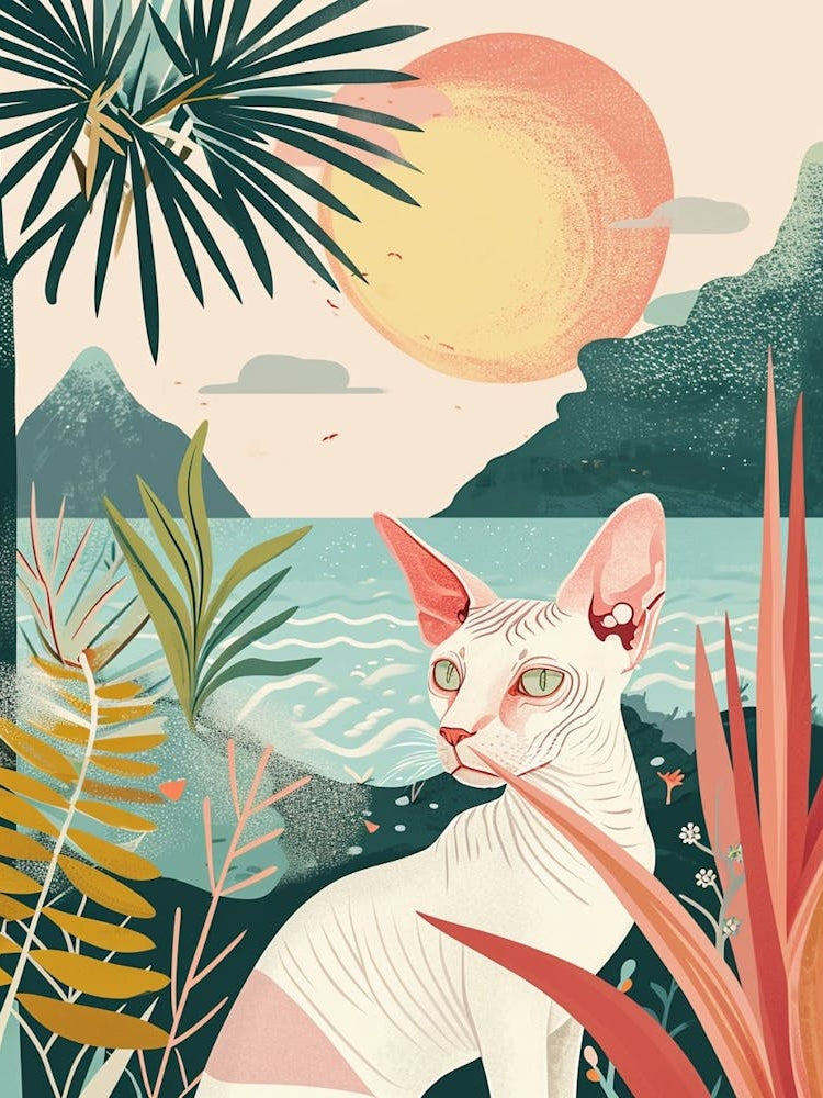 Sphynx Cat Storybook Illustration 2