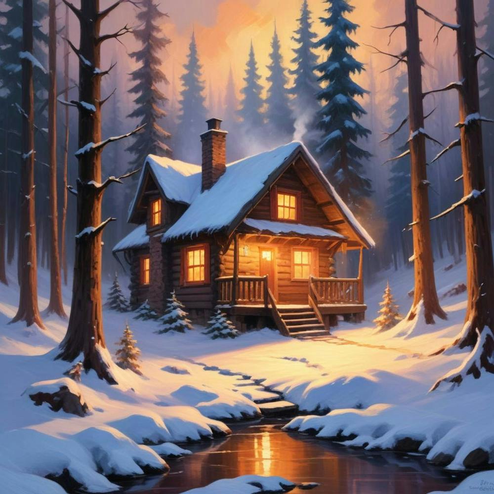 Cabin In The Woods Paintings 1