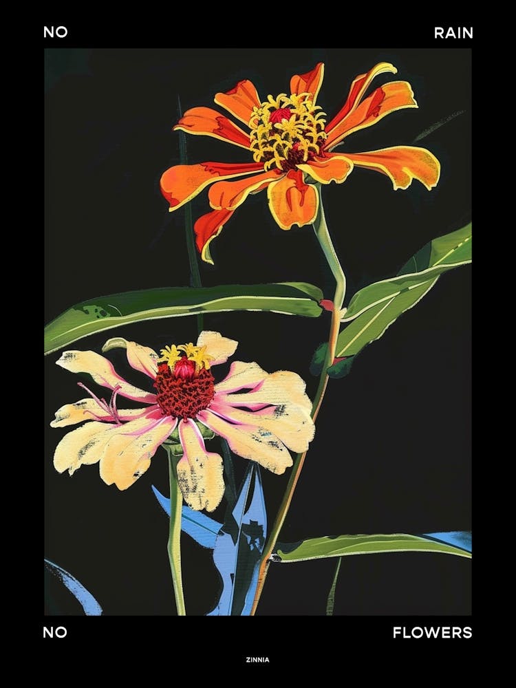 No Rain No Flowers Poster Zinnia 4