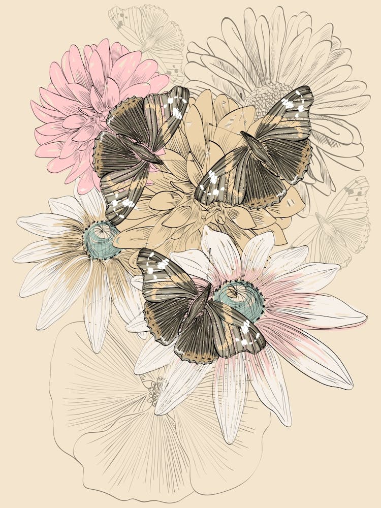 Schmetterlinge und Blumen