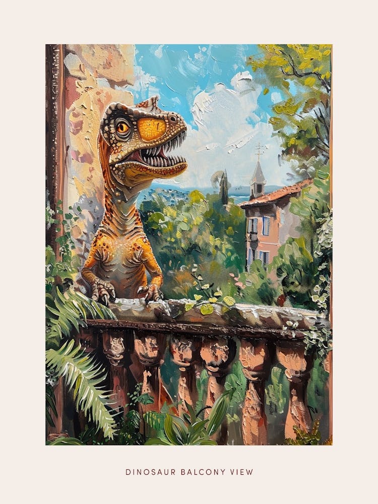 Dinosaur & The Balcony Painting 3 Poster