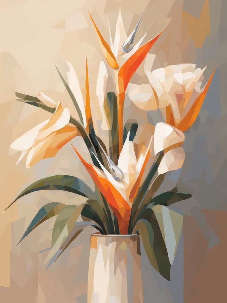 Peinture De Nature Morte Fleur D'Oiseau De Paradis 2 Rêveuse