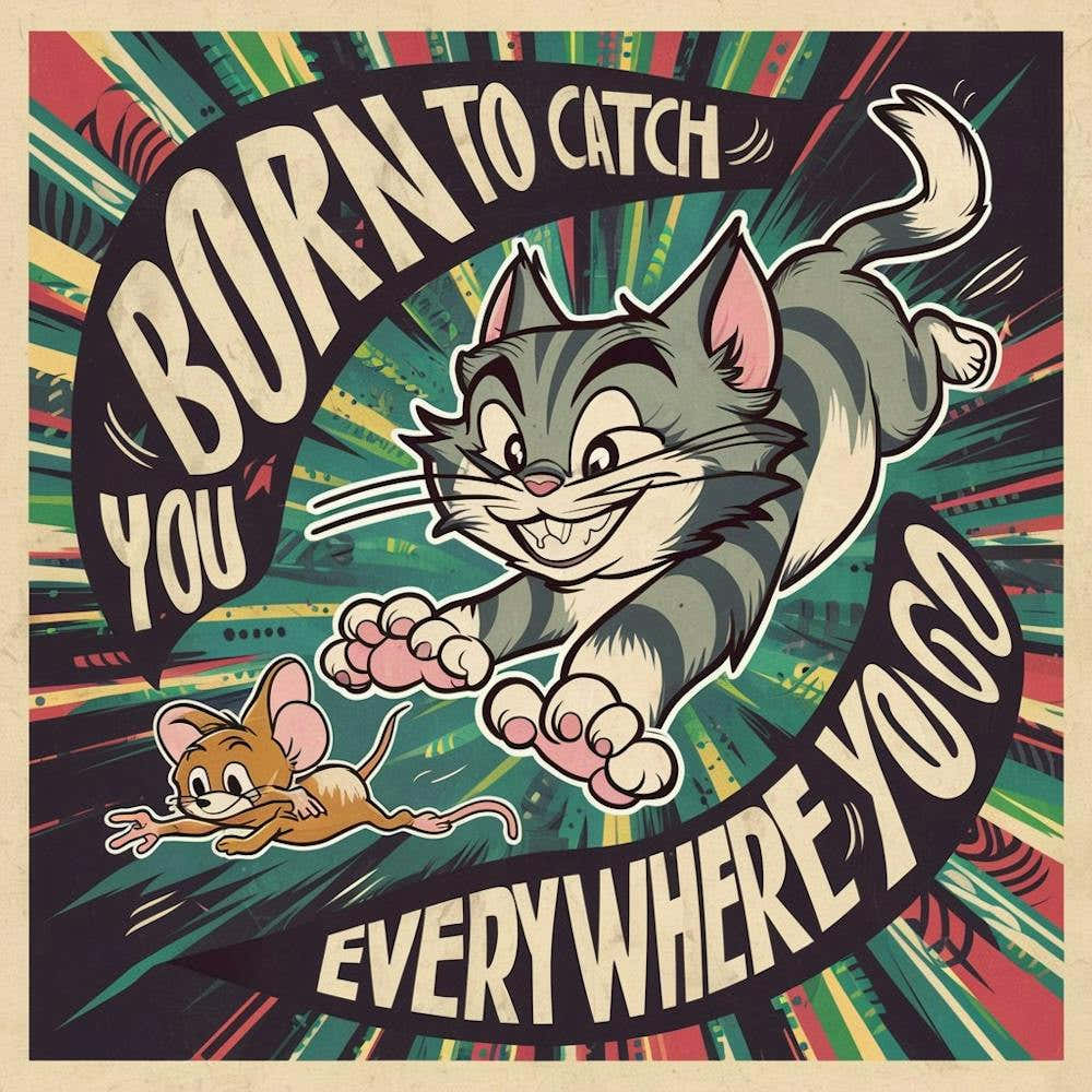 A Captivating and Playful Poster Featuring the Eternal Fight Between Tom and Jerry