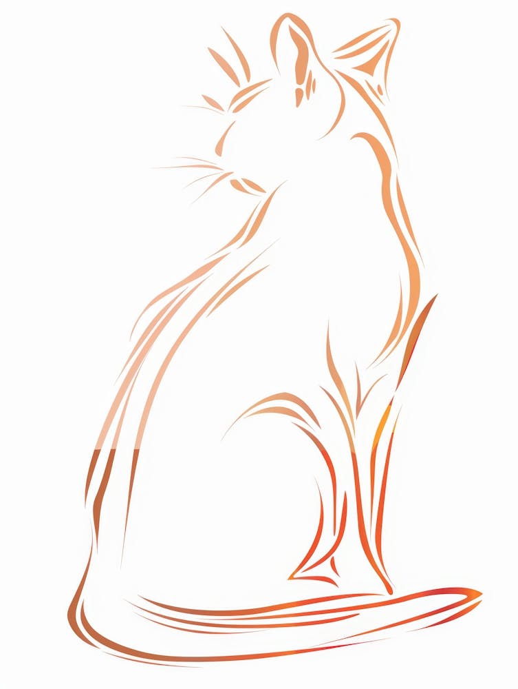 Cat Sitting On A White Background