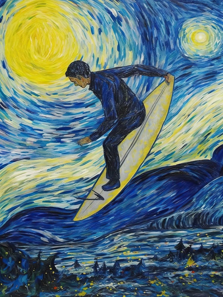 Surfing In The Style Of Van Gogh 3