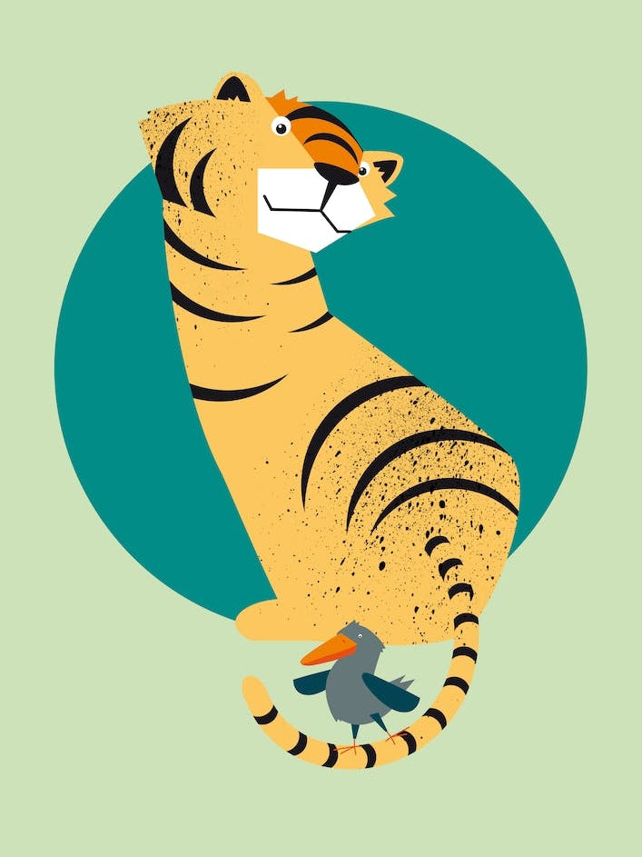 Friends Tiger and Bird